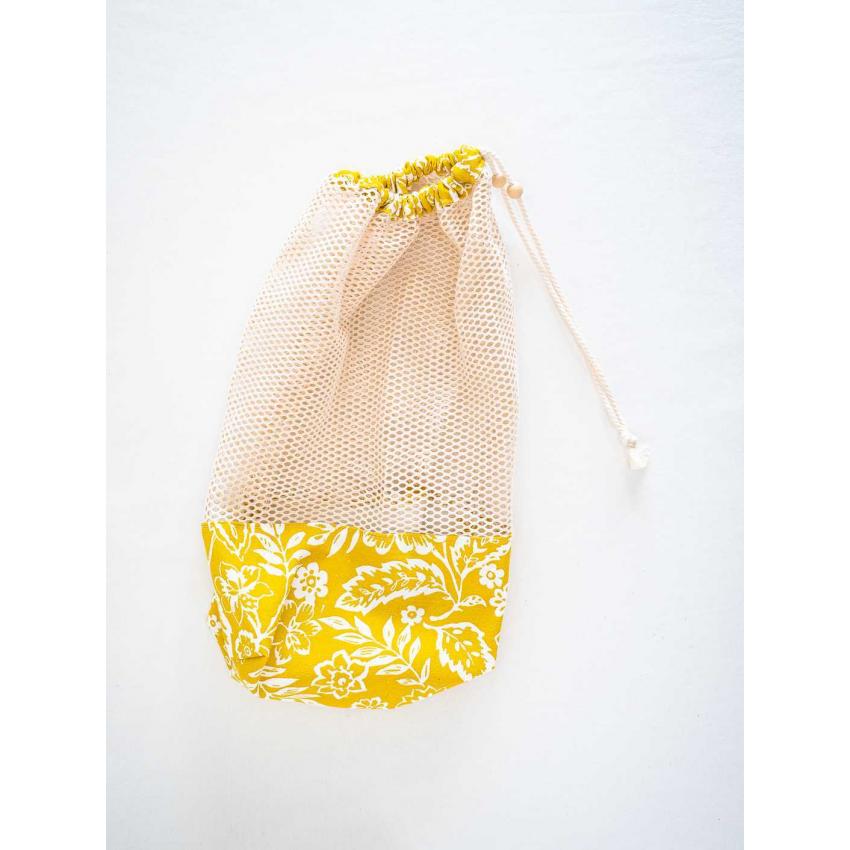 Sac à vrac imprimé "feuilles" jaune