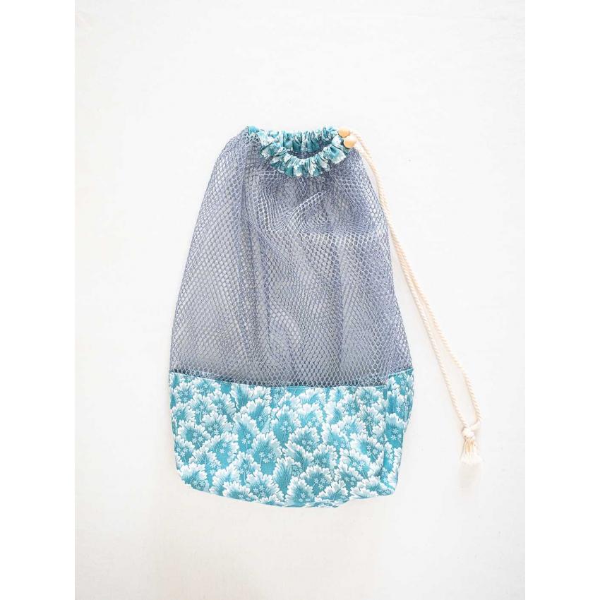 Sac à vrac imprimé "fleurs" bleu