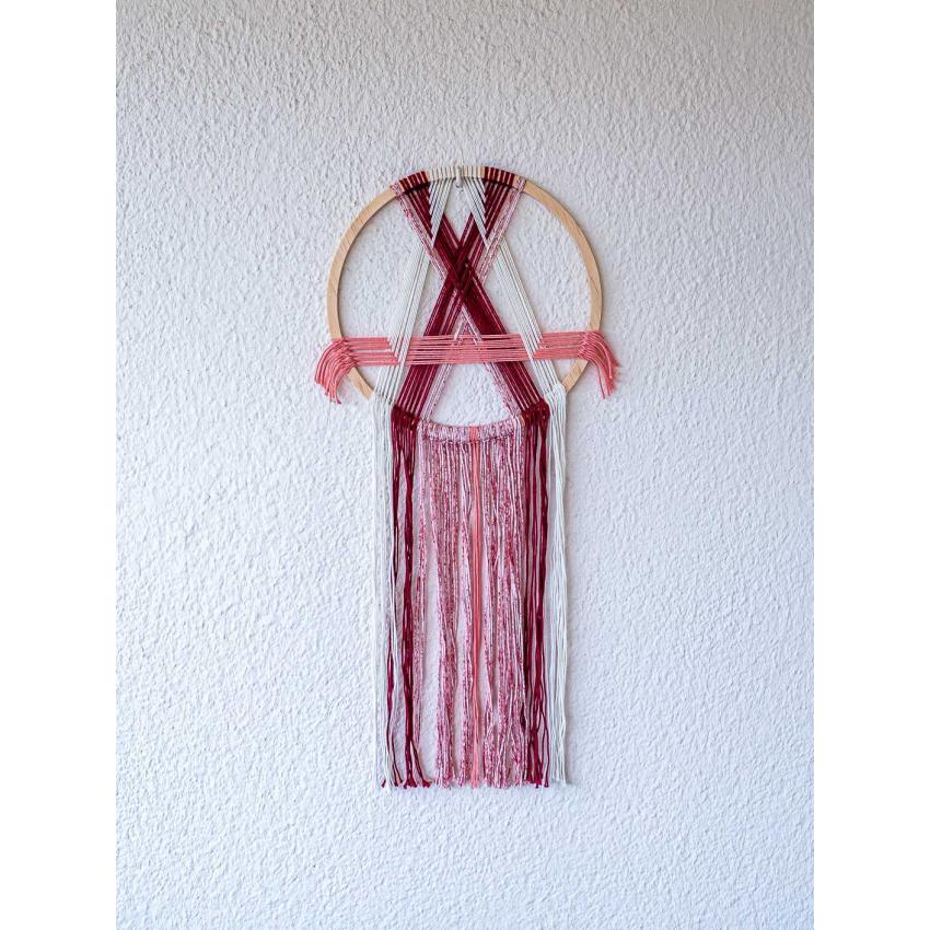 Tissage croisé "framboise, rose et blanc"