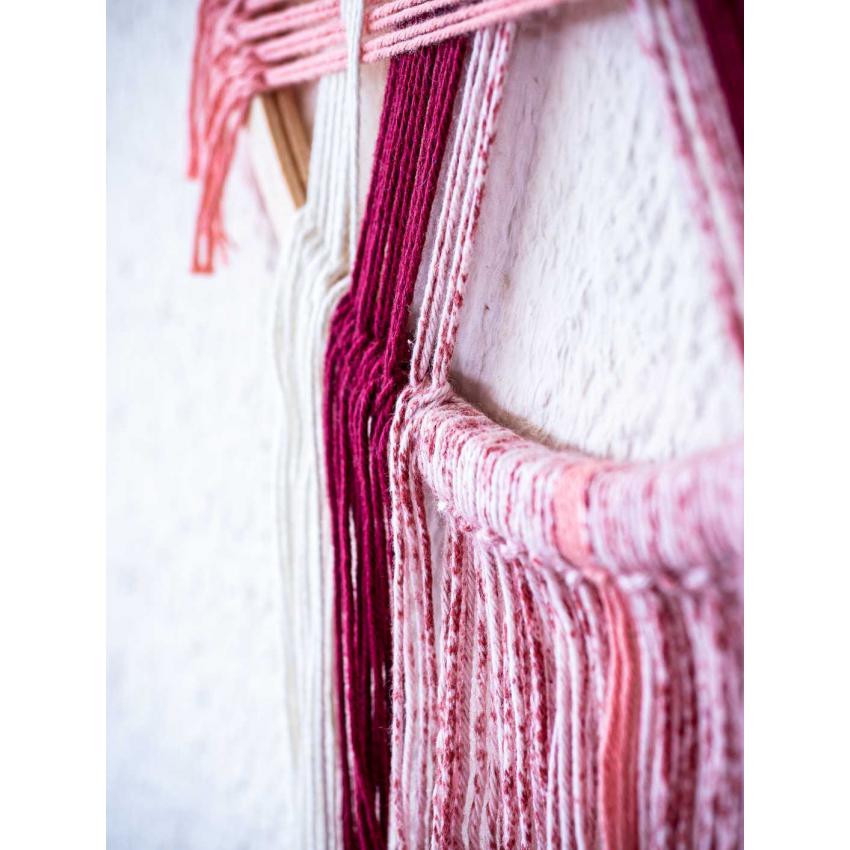 Tissage croisé "framboise, rose et blanc"