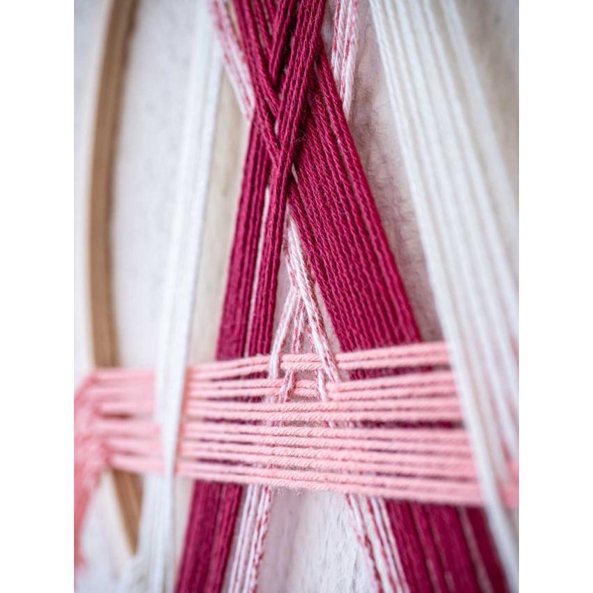 Tissage croisé "framboise, rose et blanc"