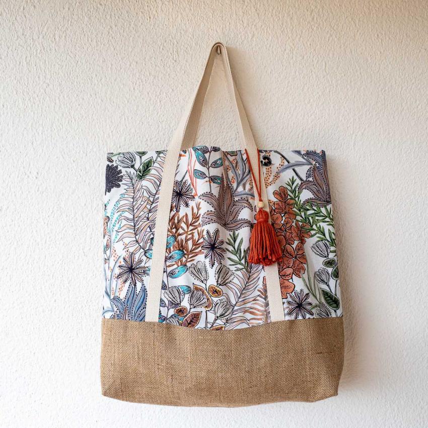 Grand sac cabas imprimé "végétal"