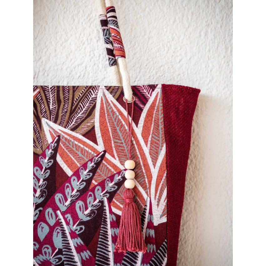 Sac en coton imprimé et toile de jute