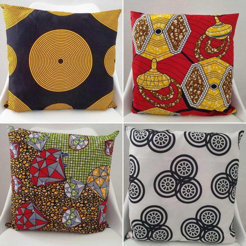 Housses de Coussins tissus wax