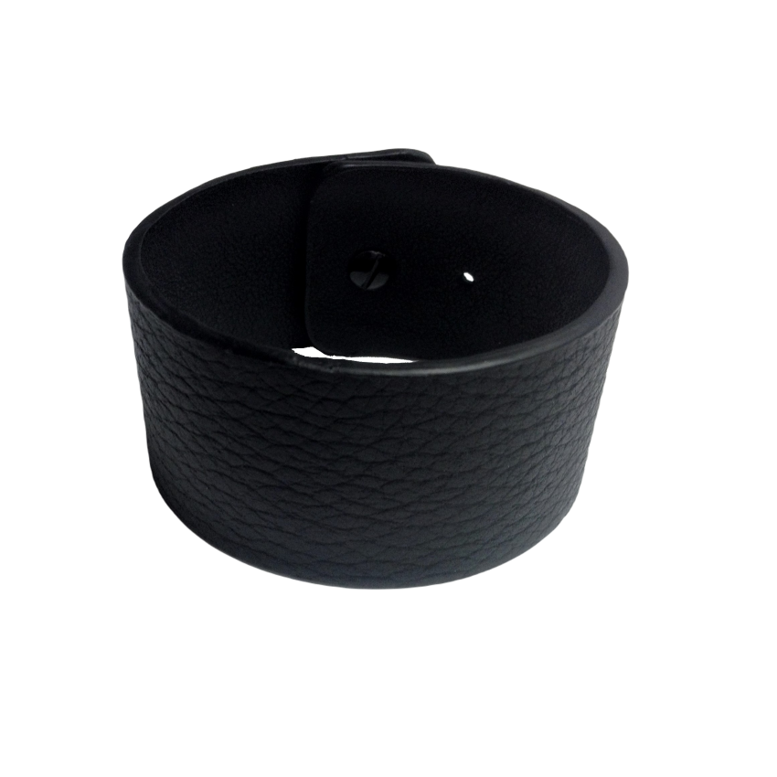 Bracelet 3,5cm en cuir de cerf noir