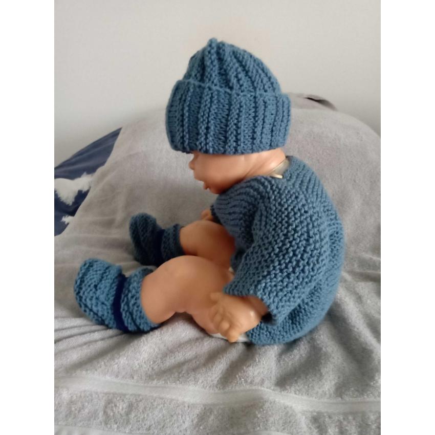 Marinière + bonnet + moufles + chaussons / taille 2