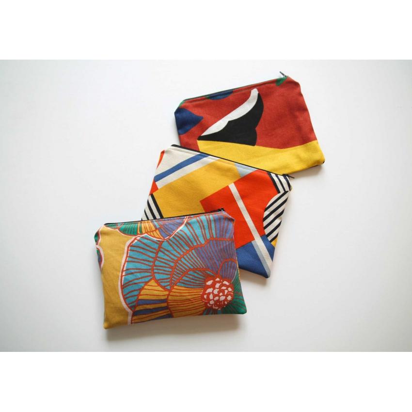 Pochette tissu géométrique- Coton Bio