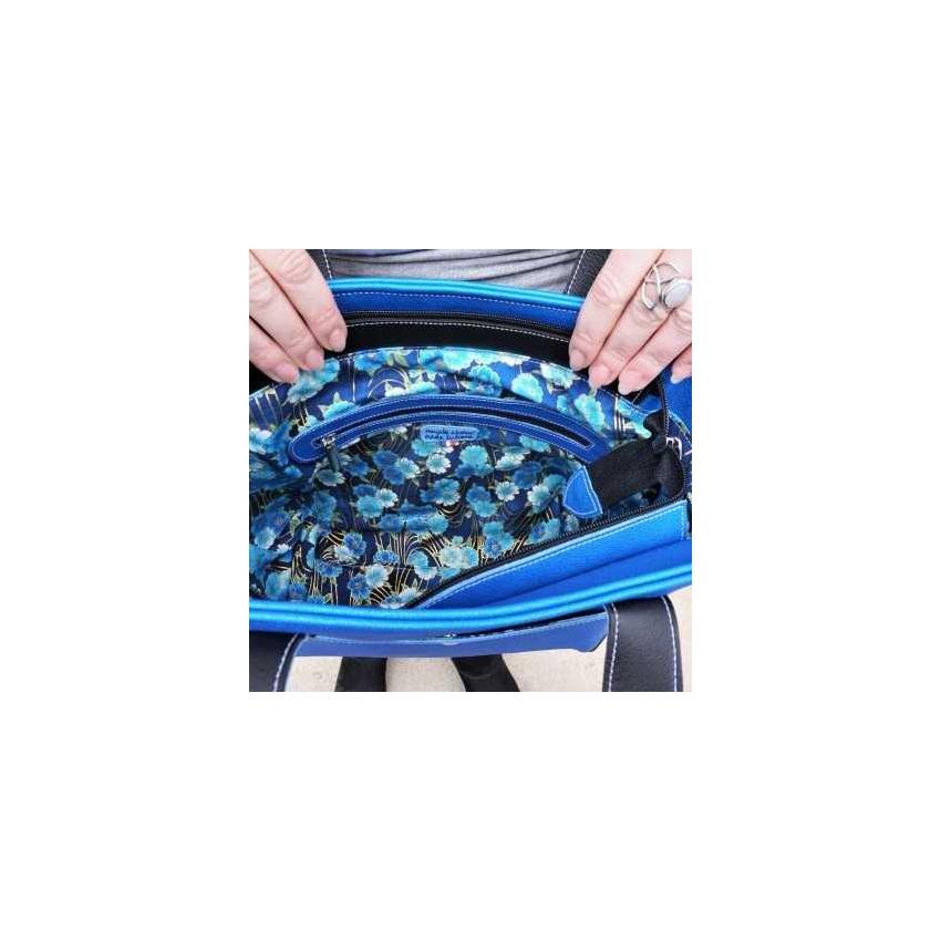 Sac à main femme en cuir bleu lumineux