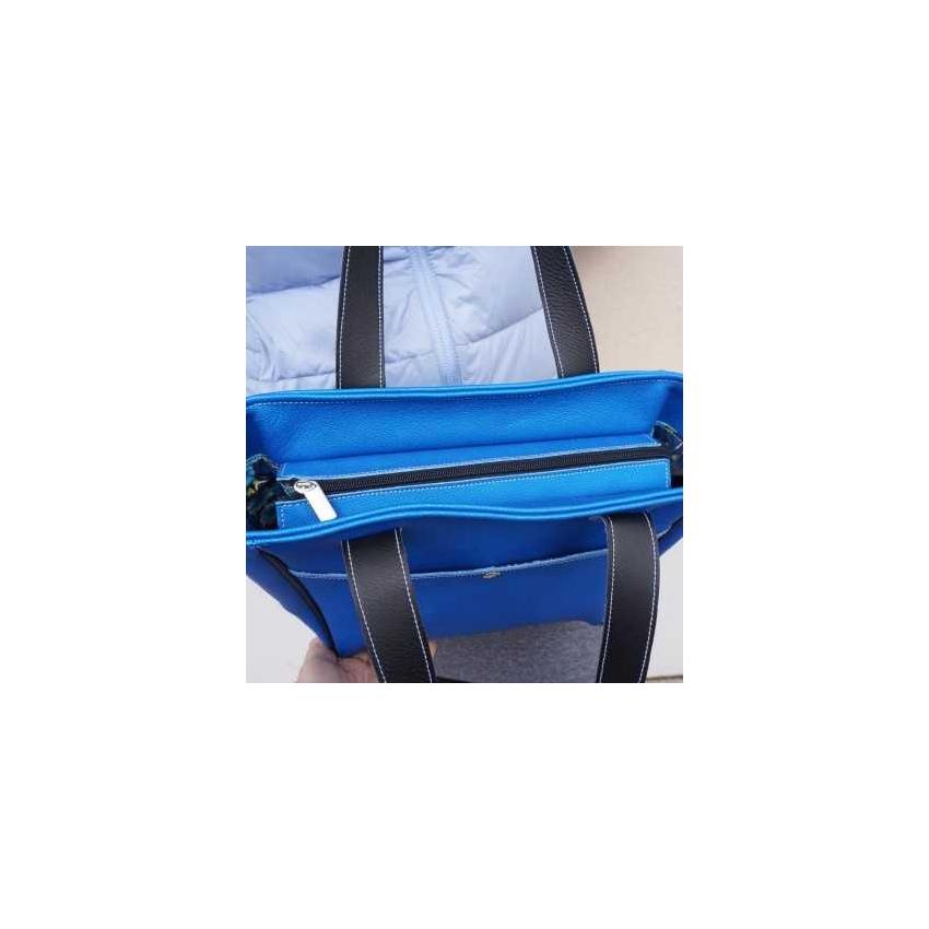 Sac à main femme en cuir bleu lumineux