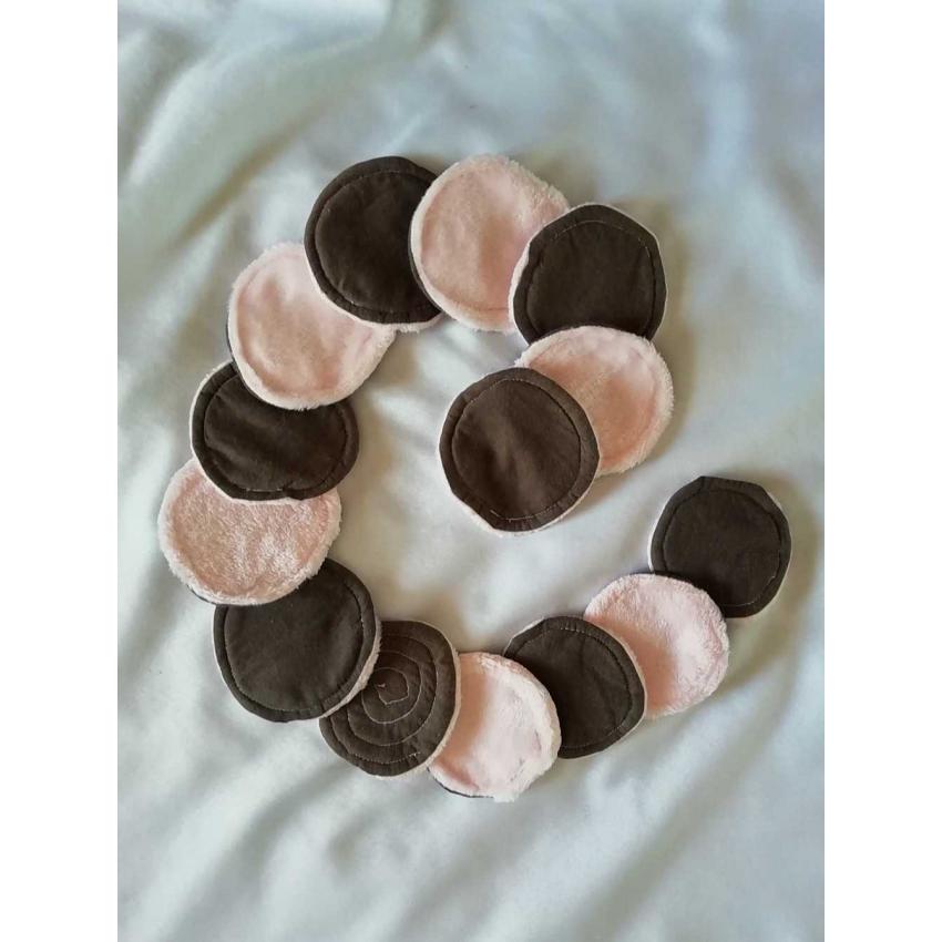 Lingettes démaquillantes 8 cm, roses et marrons