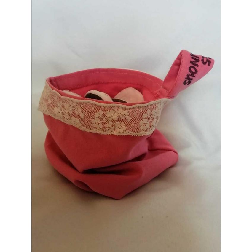 Pochette vide poche, rose à dentelle, en tissu recyclé