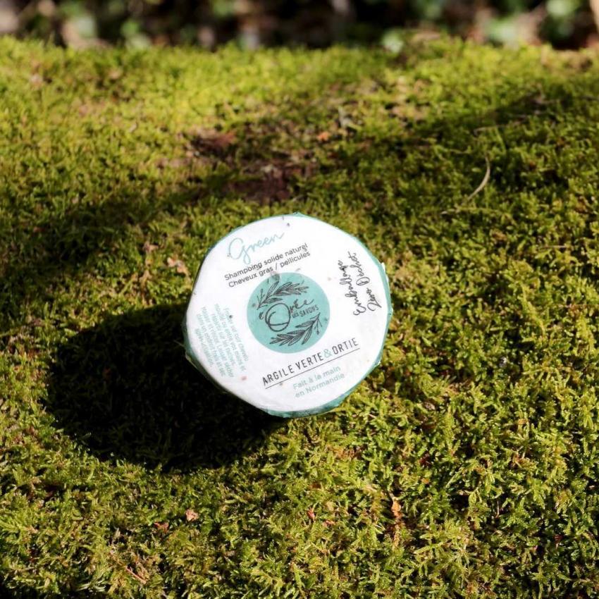 Shampoing solide Green – Argile Verte & Ortie – cheveux gras, pellicules