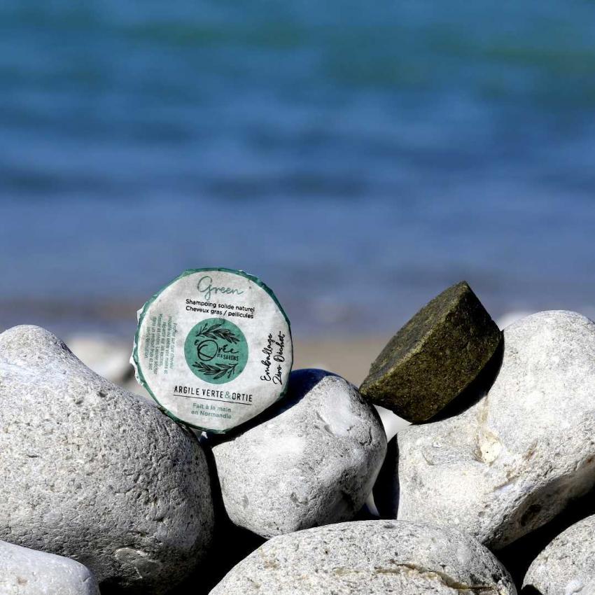 Shampoing solide Green – Argile Verte & Ortie – cheveux gras, pellicules
