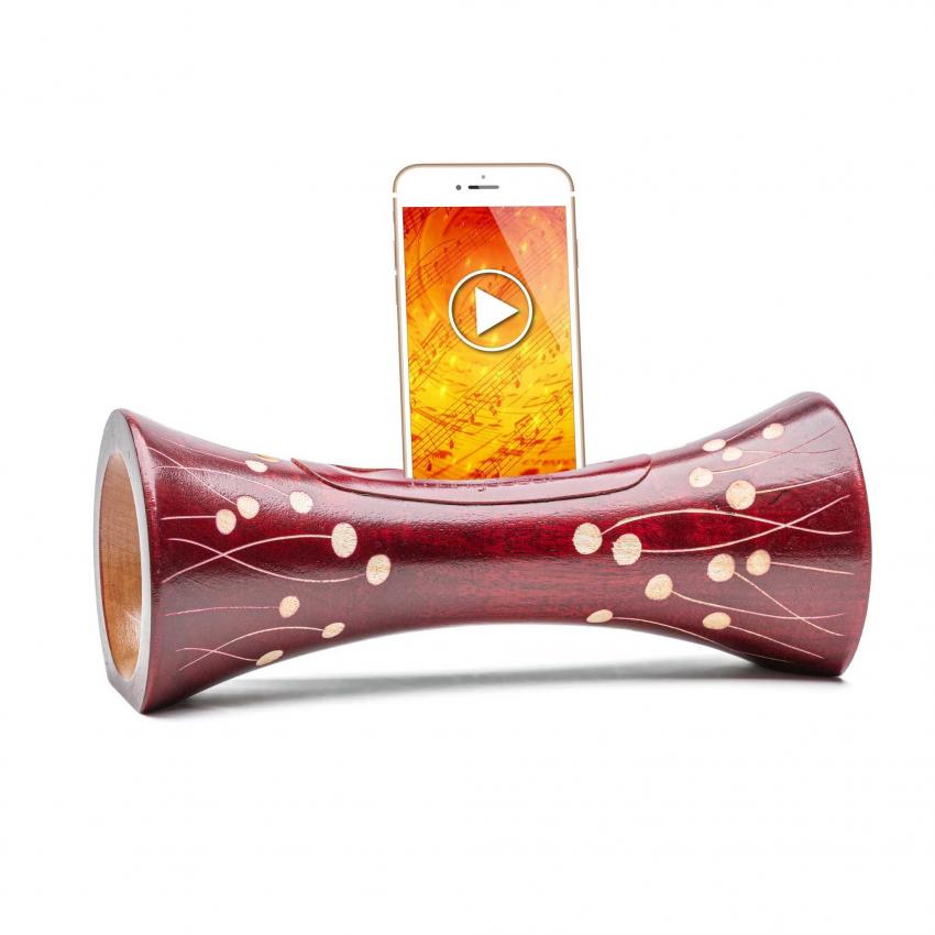 MANGOBEAT - Amplificateur Naturel de son pour téléphone - Support et station d'accueil en bois pour smartphone - enceinte passive sans fil ni Bluetooth ni électricité