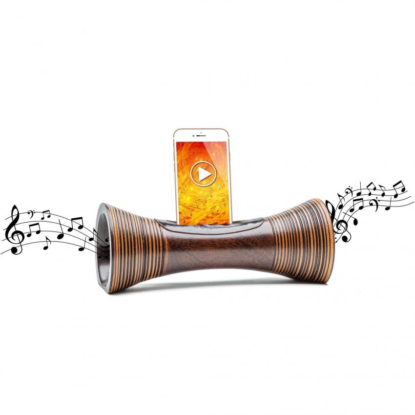 MANGOBEAT - Enceinte en bois pour téléphone - Amplificateur de son pour smartphone - Support iPhone