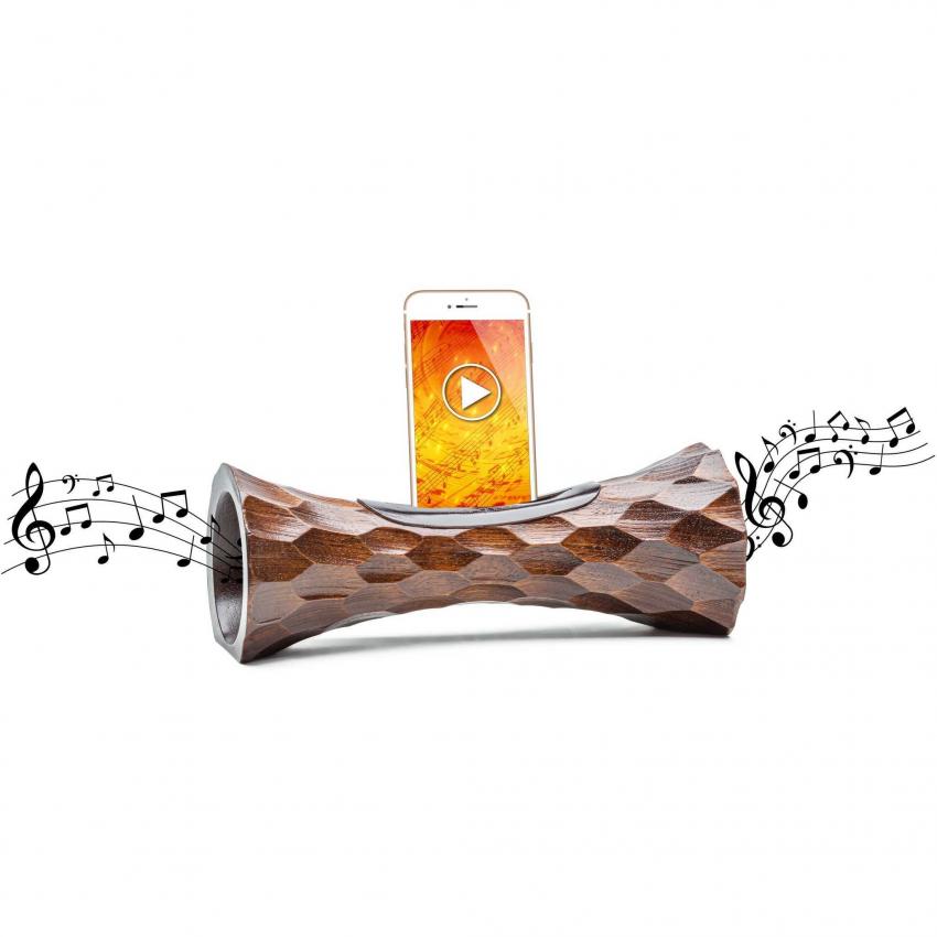 MANGOBEAT - Amplificateur de son iPhone - Support en bois pour téléphone - station d'accueil en bois pour smartphone - enceinte passive sans fil écologique