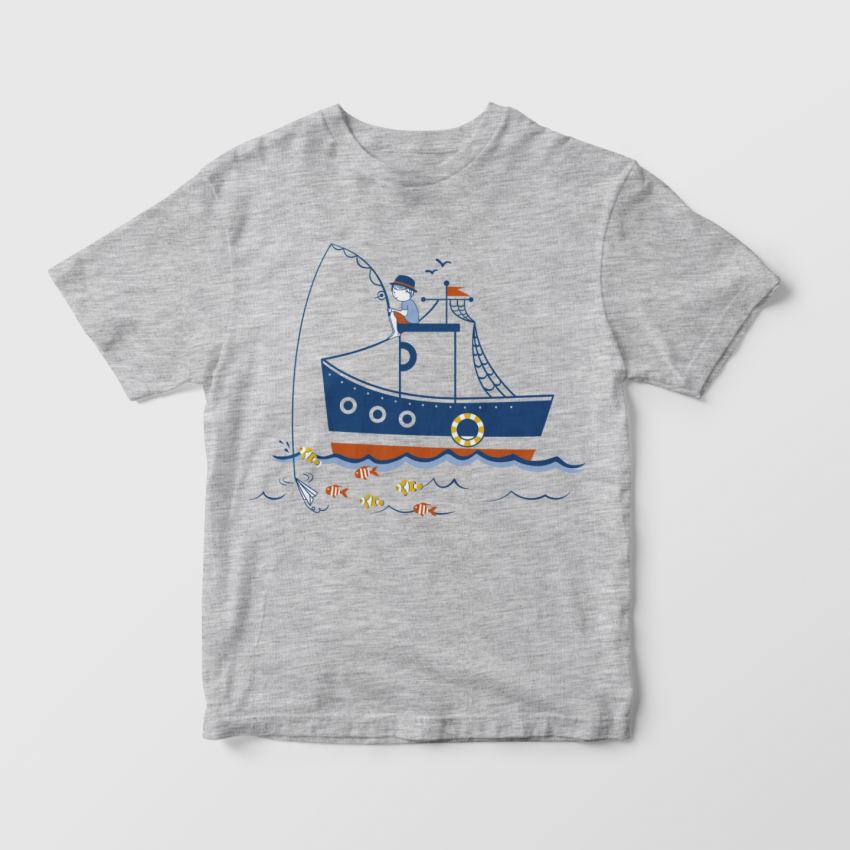 T-shirt enfant - Sortie en mer / Gris Chiné
