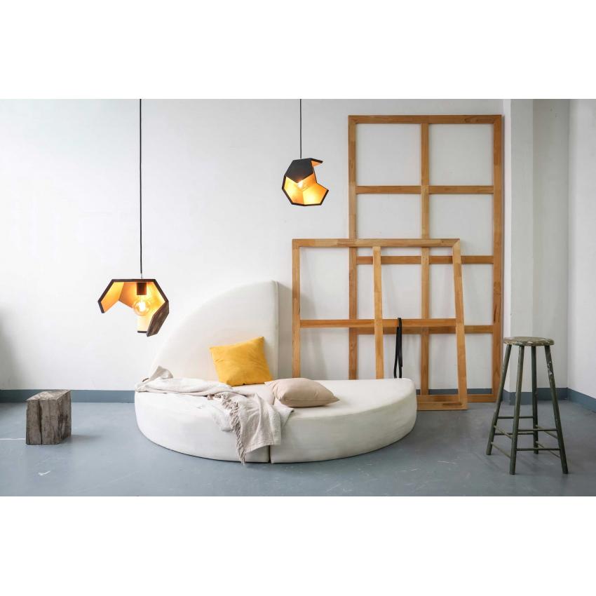 Suspension en bois naturel - or