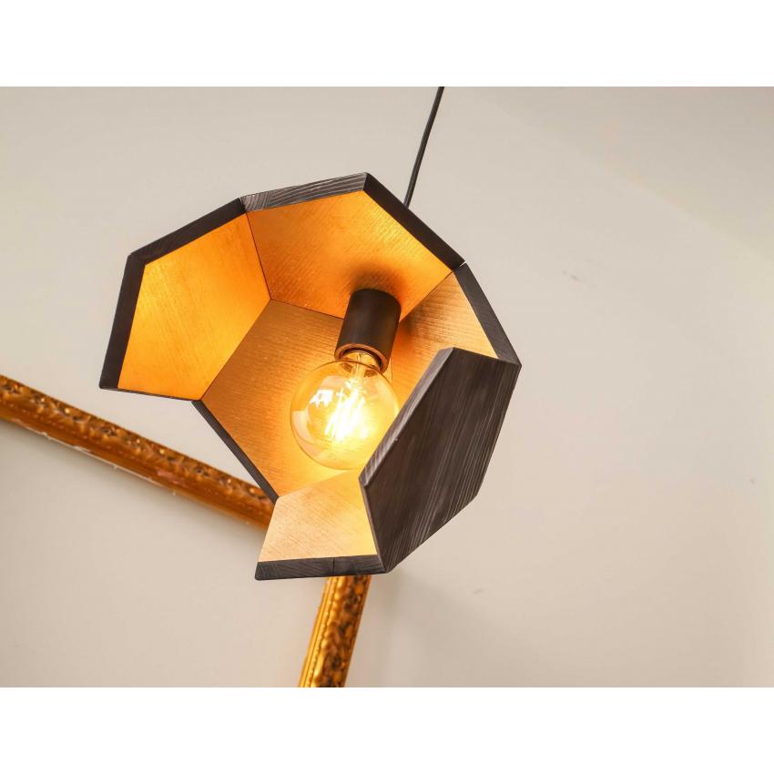 Suspension en bois brûlé - or