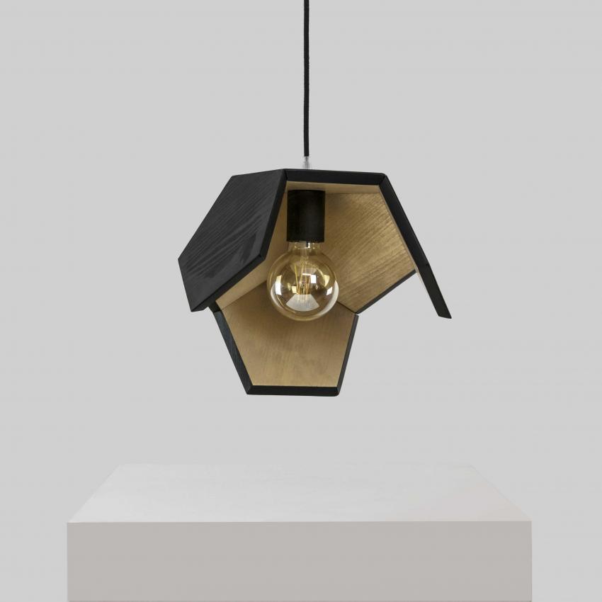 Suspension en bois brûlé - or