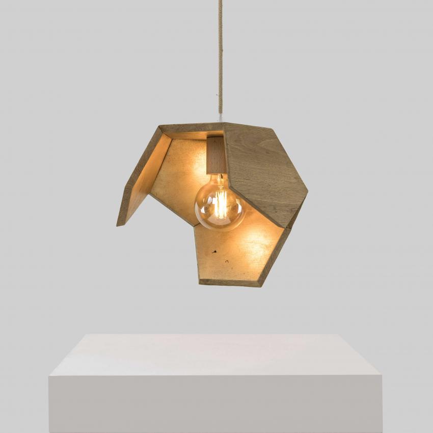 Suspension en bois naturel - or