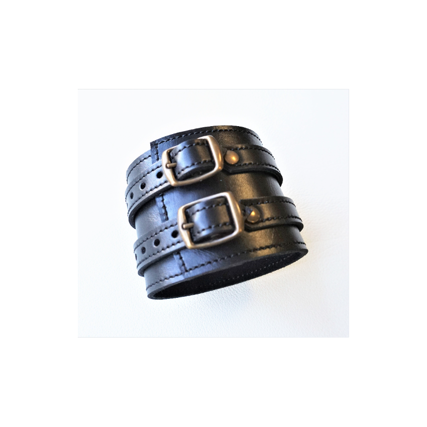 Bracelet de force unisexe en cuir souple noir