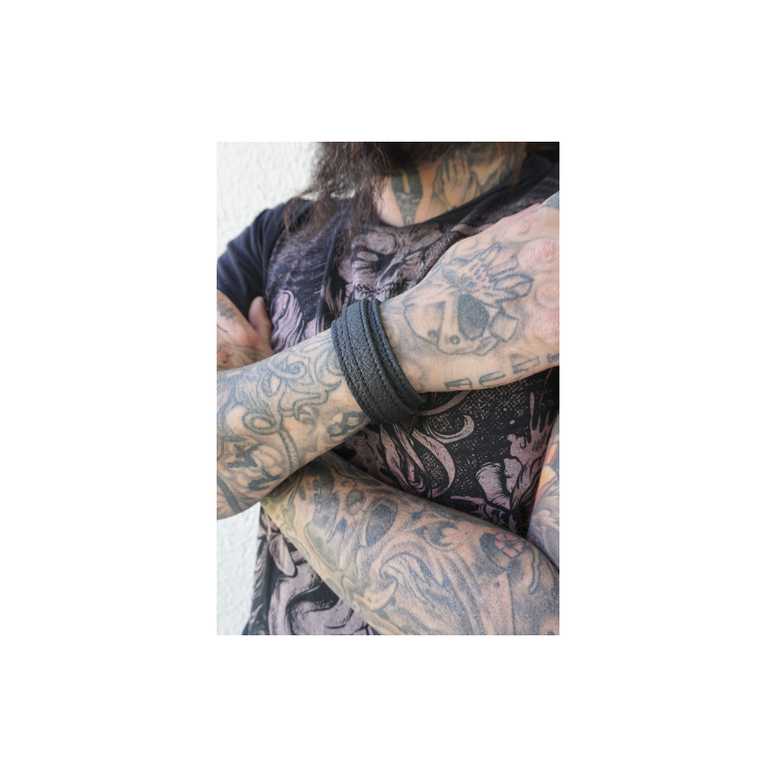 Bracelet cuir noir pour poignet large
