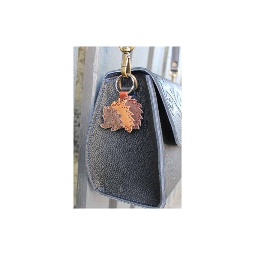 Porte clé hérisson en cuir
