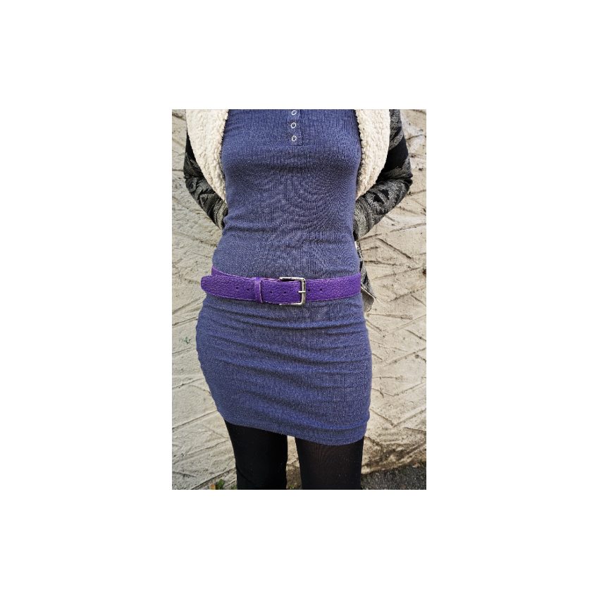 Ceinture en cuir grainé violet
