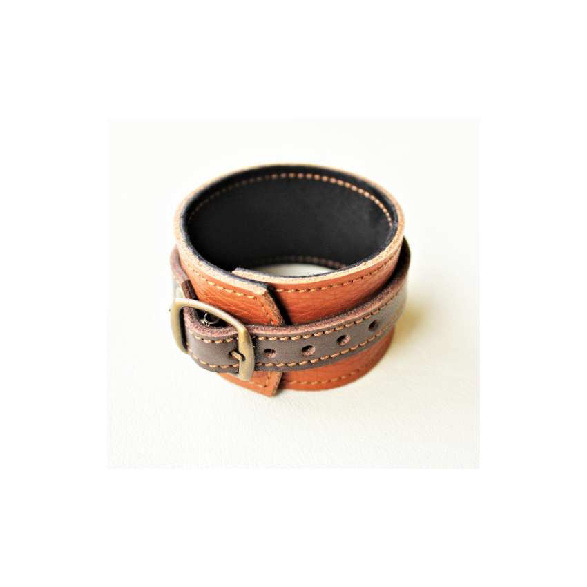 Bracelet unisexe en cuir marron