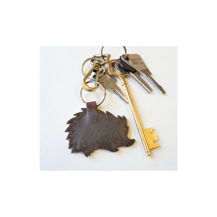 Porte clé hérisson en cuir