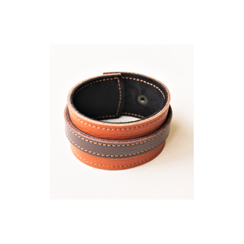 Bracelet unisexe en cuir marron