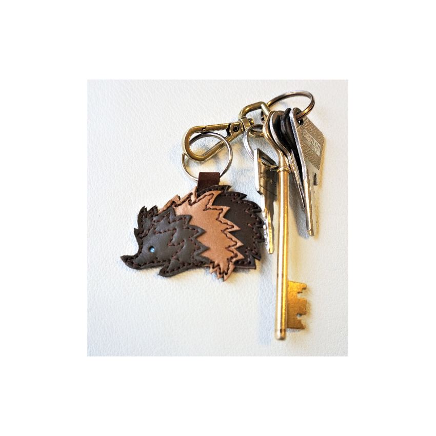 Porte clé hérisson en cuir