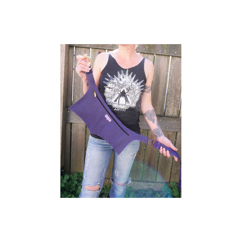 Ceinture de hanches utilitaire en patchwork de cuirs violets