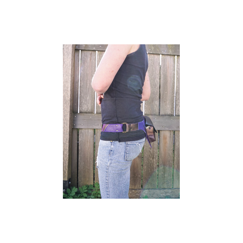 Ceinture de hanches utilitaire en patchwork de cuirs violets