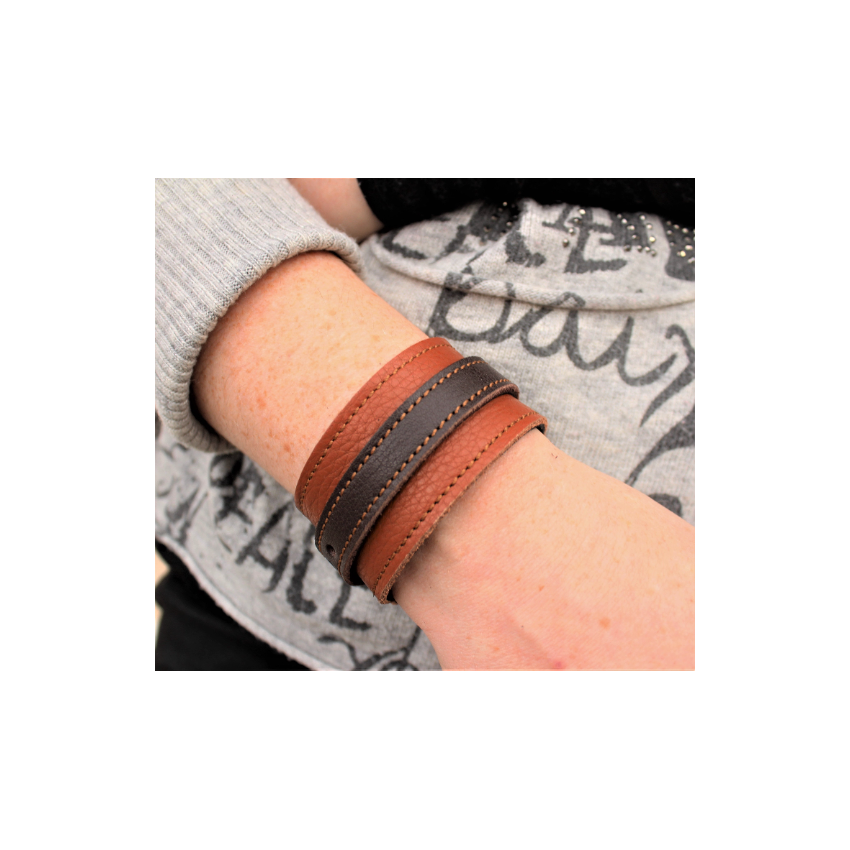 Bracelet unisexe en cuir marron