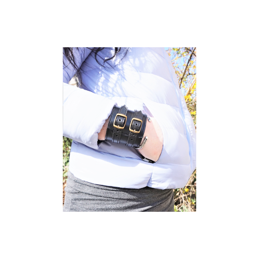 Bracelet de force unisexe en cuir souple noir