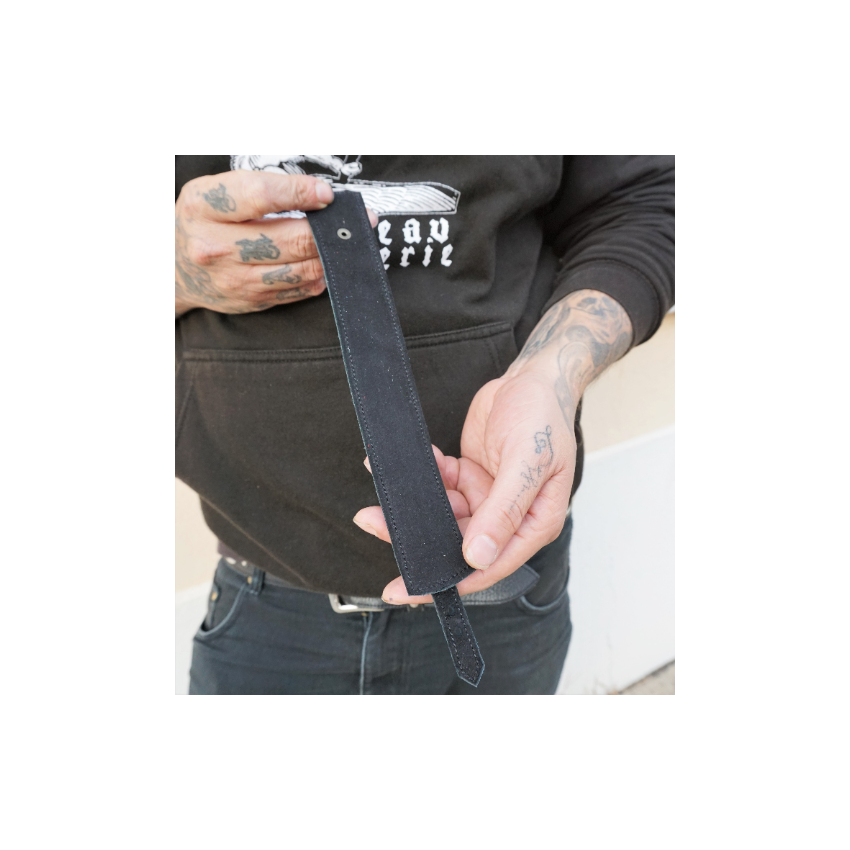 Bracelet unisexe en cuir grainé noir