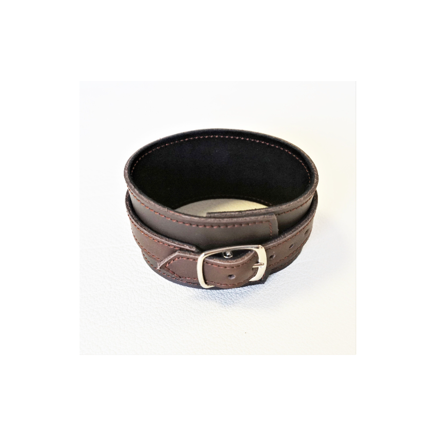 Bracelet cuir marron pour poignet moyen à large