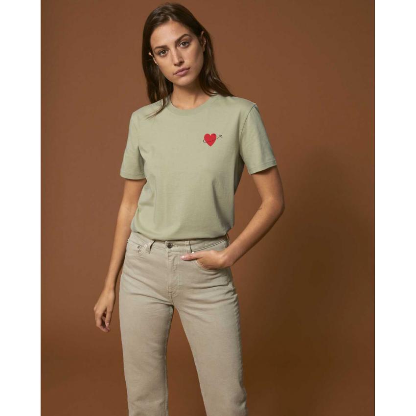 T-shirt sage mixte - Brodé "Travel lover"