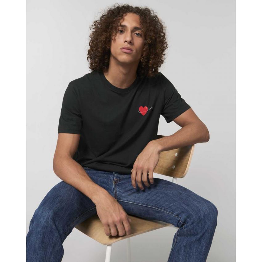 T-shirt noir mixte - Brodé "Travel lover"