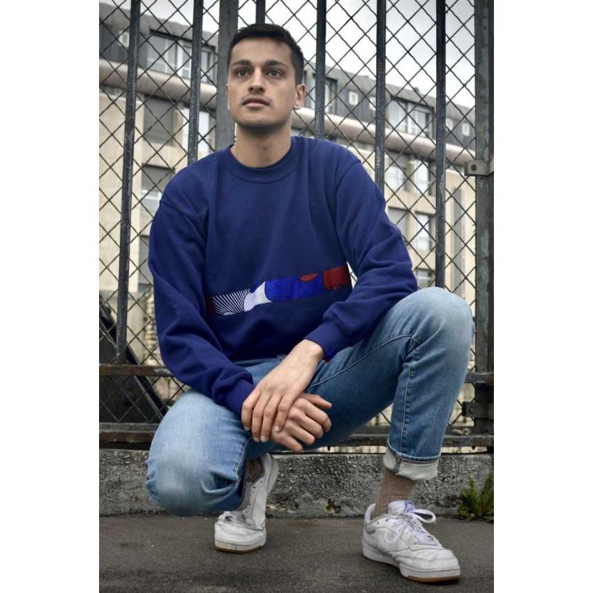 Sweat homme 100% coton bio Bleu, Blanc, Rouge