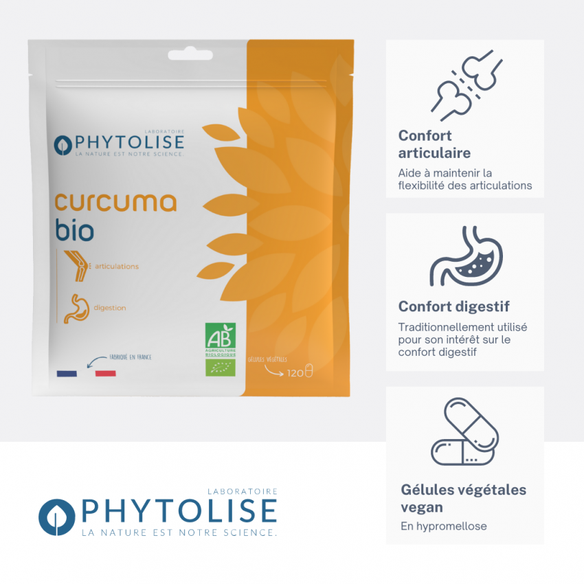Complément alimentaire Curcuma Bio - 120 gélules